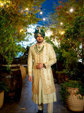 Lime Green Pure Silk Sherwani