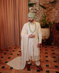 Off-White Pure Silk Sherwan