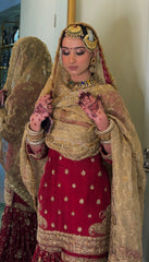 Maroon Garara Set with Golden Dupatta