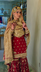 Maroon Garara Set with Golden Dupatta