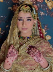 Maroon Garara Set with Golden Dupatta