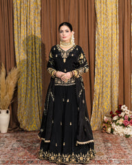 Black Crepe Lengha with Kurti
