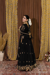 Black Crepe Lengha with Kurti