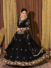 Black Crepe Lengha with Kurti