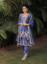 Midnight Blue Velvet Salwar Suit