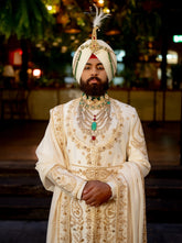 Off-White Raw Silk Angrakha Sherwani