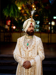 Off-White Raw Silk Angrakha Sherwani