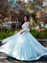 Ice Blue & White Lengha