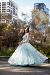 Ice Blue & White Lengha