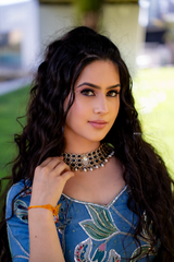 Powder Blue Self-Print Lengha