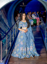 Powder Blue Self-Print Lengha