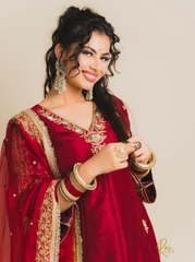 Maroon A-Shape Salwaar Suit