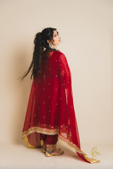 Maroon A-Shape Salwaar Suit