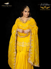 Yellow Crepe Sharara Set