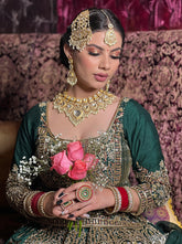 Bottle Green Khadi Silk Lehenga