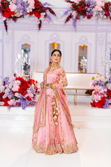 Pure Laam Tissue Baby Pink Kurti Lengha