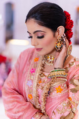 Pure Laam Tissue Baby Pink Kurti Lengha