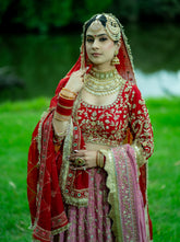 Maroon and Onion Pink Lengha