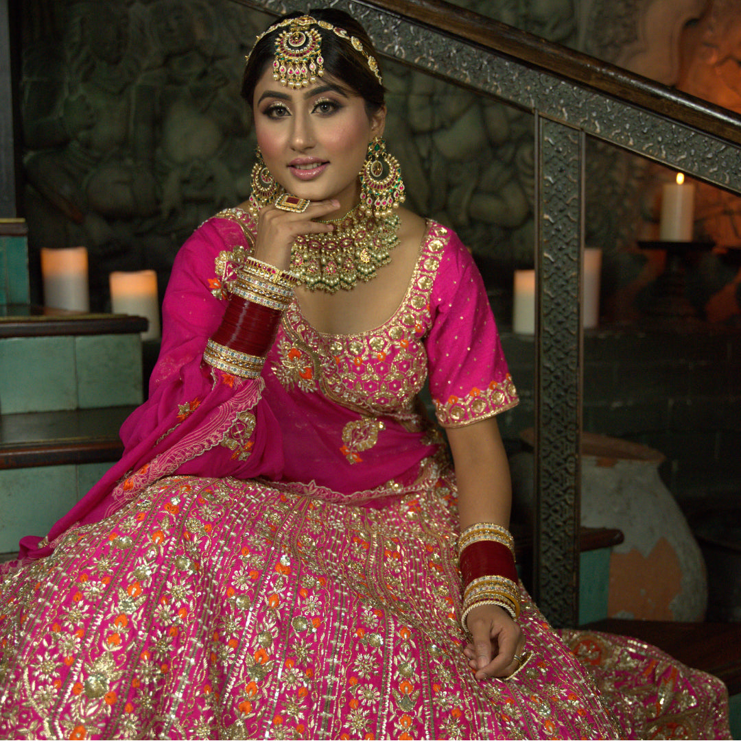 Magenta Silk Lengha