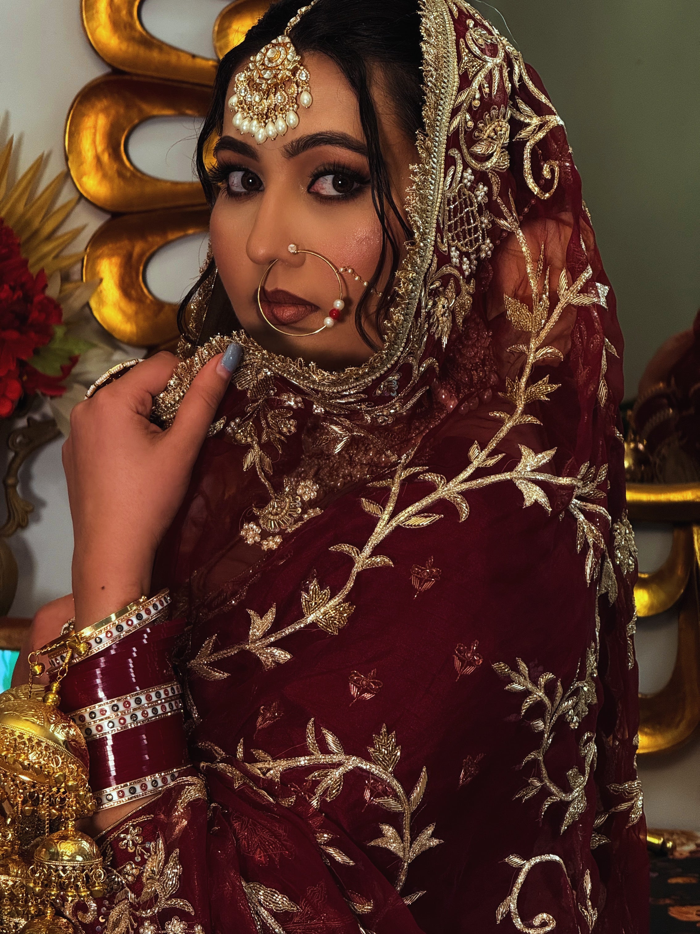 Black Tone Maroon Pakistani-Style Gharara Set
