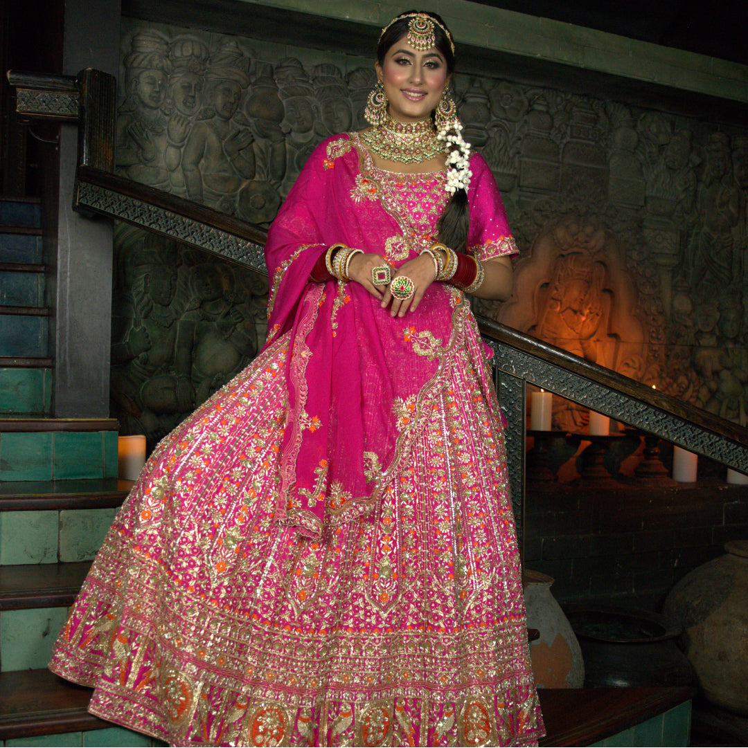 Magenta Silk Lengha