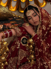 Black Tone Maroon Pakistani-Style Gharara Set