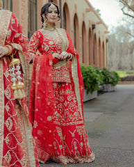 Red Sharara Suit