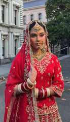 Red with Peacock Design Lehenga Set