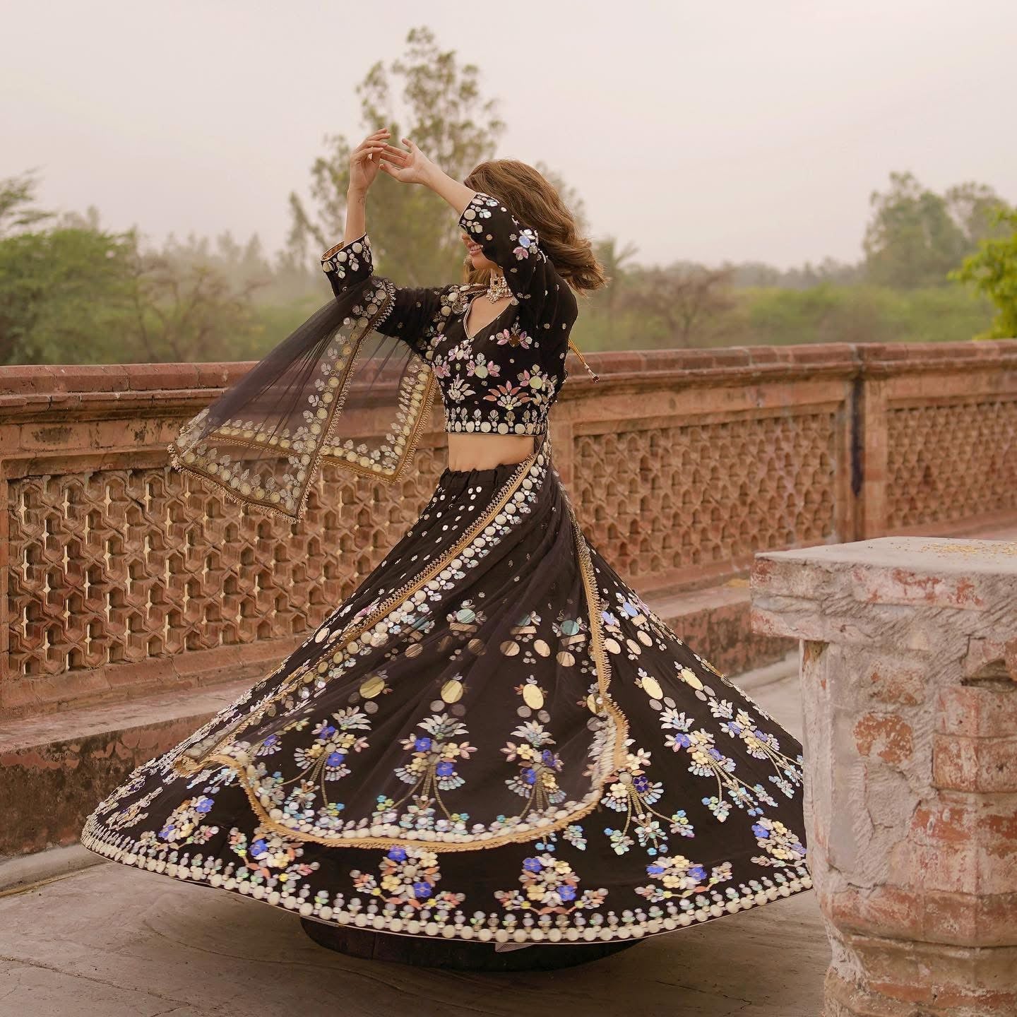 Black Georgette Lengha Set