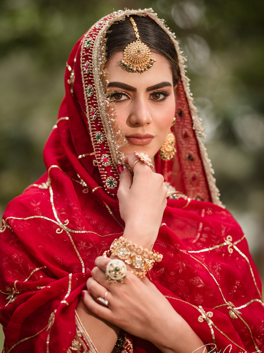 Maroon Bridal Lehenga with Organza Dupatta