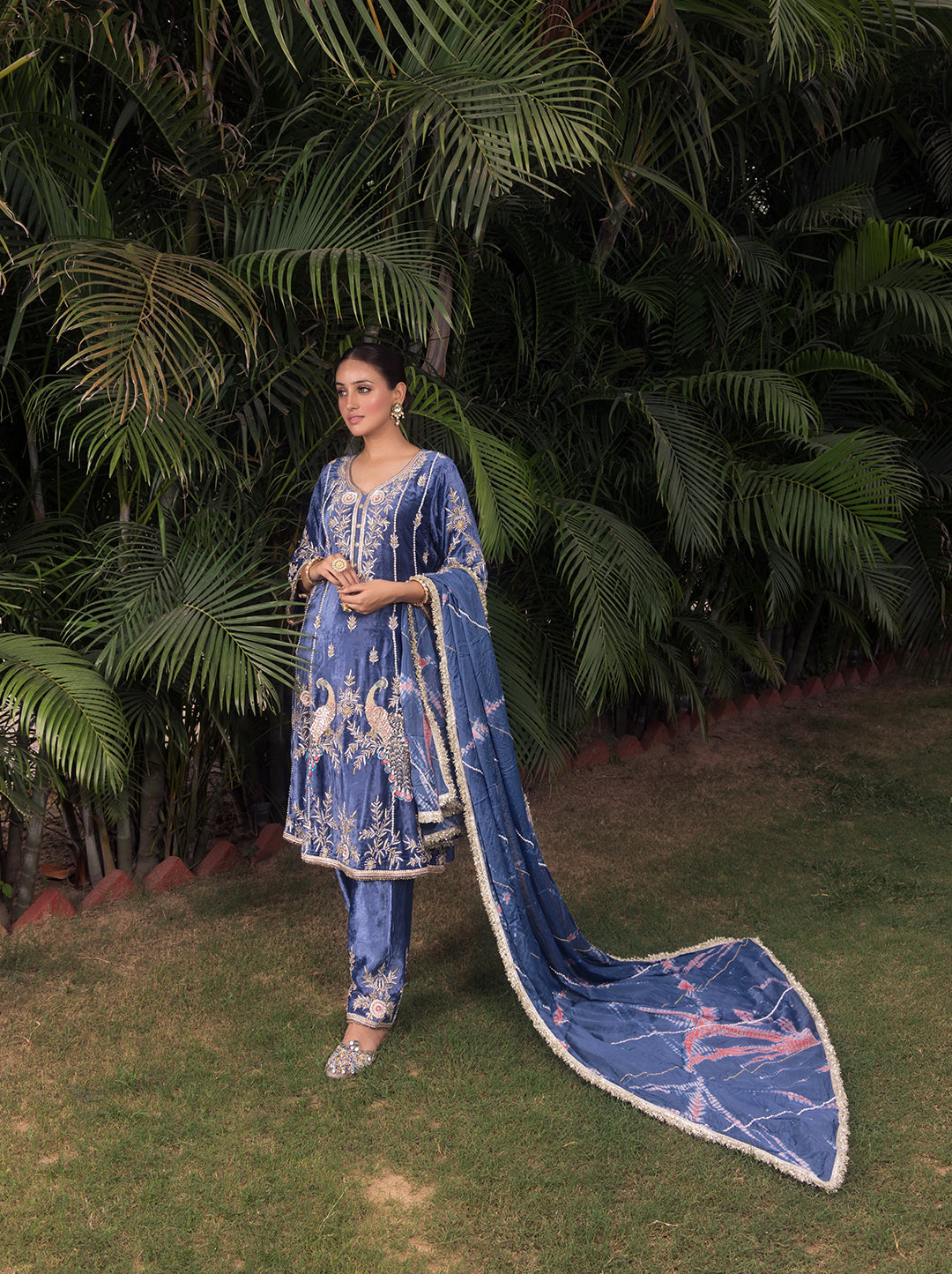 Midnight Blue Velvet Salwar Suit