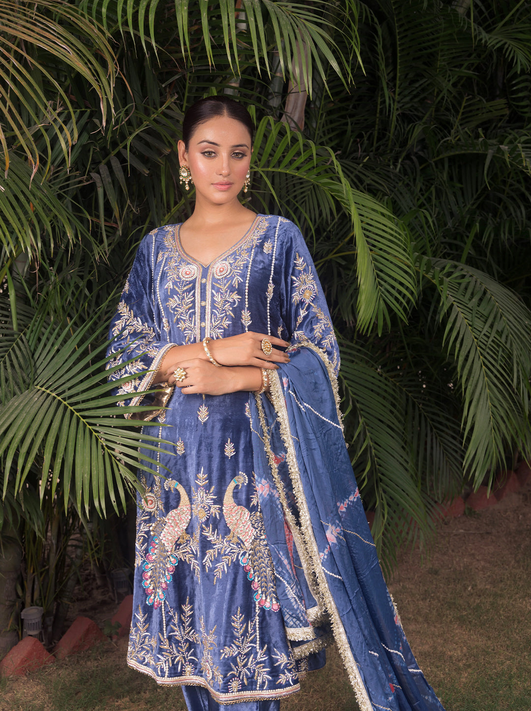 Midnight Blue Velvet Salwar Suit