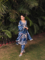 Midnight Blue Velvet Salwar Suit