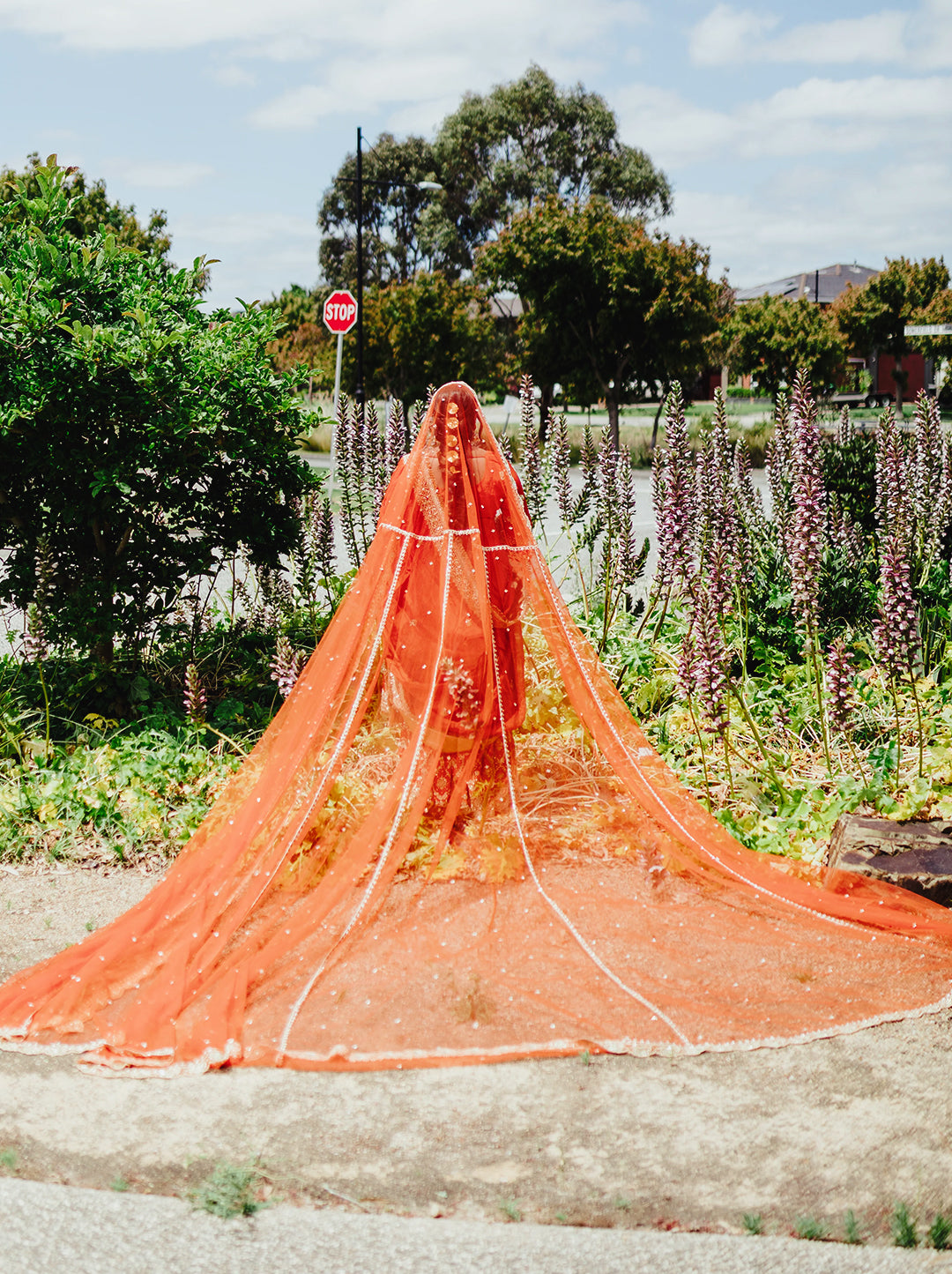 Rust Orange Silk Garara Set