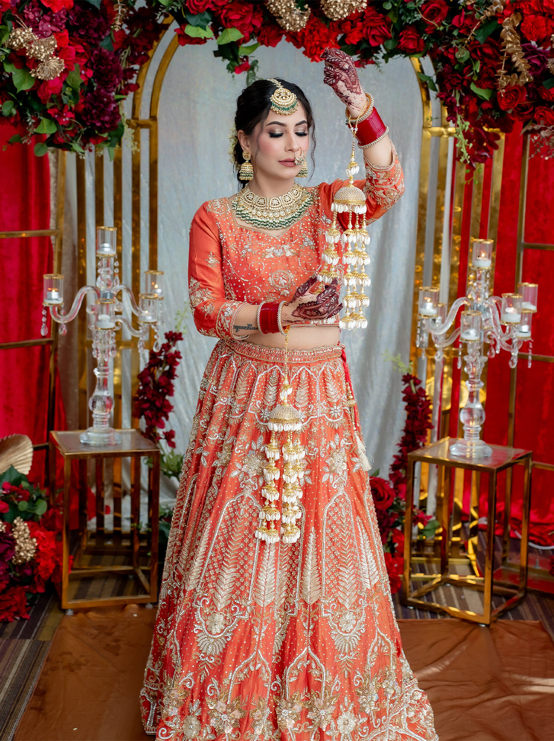 Rust Shimmer Tissue Lengha