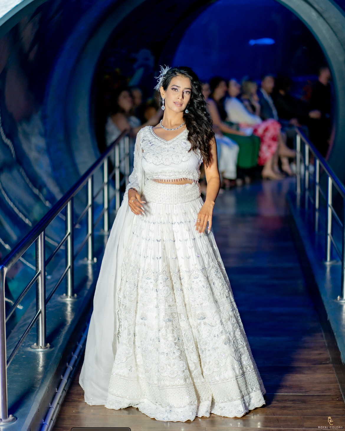 White Net Lengha Set