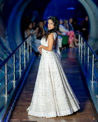 White Net Lengha Set