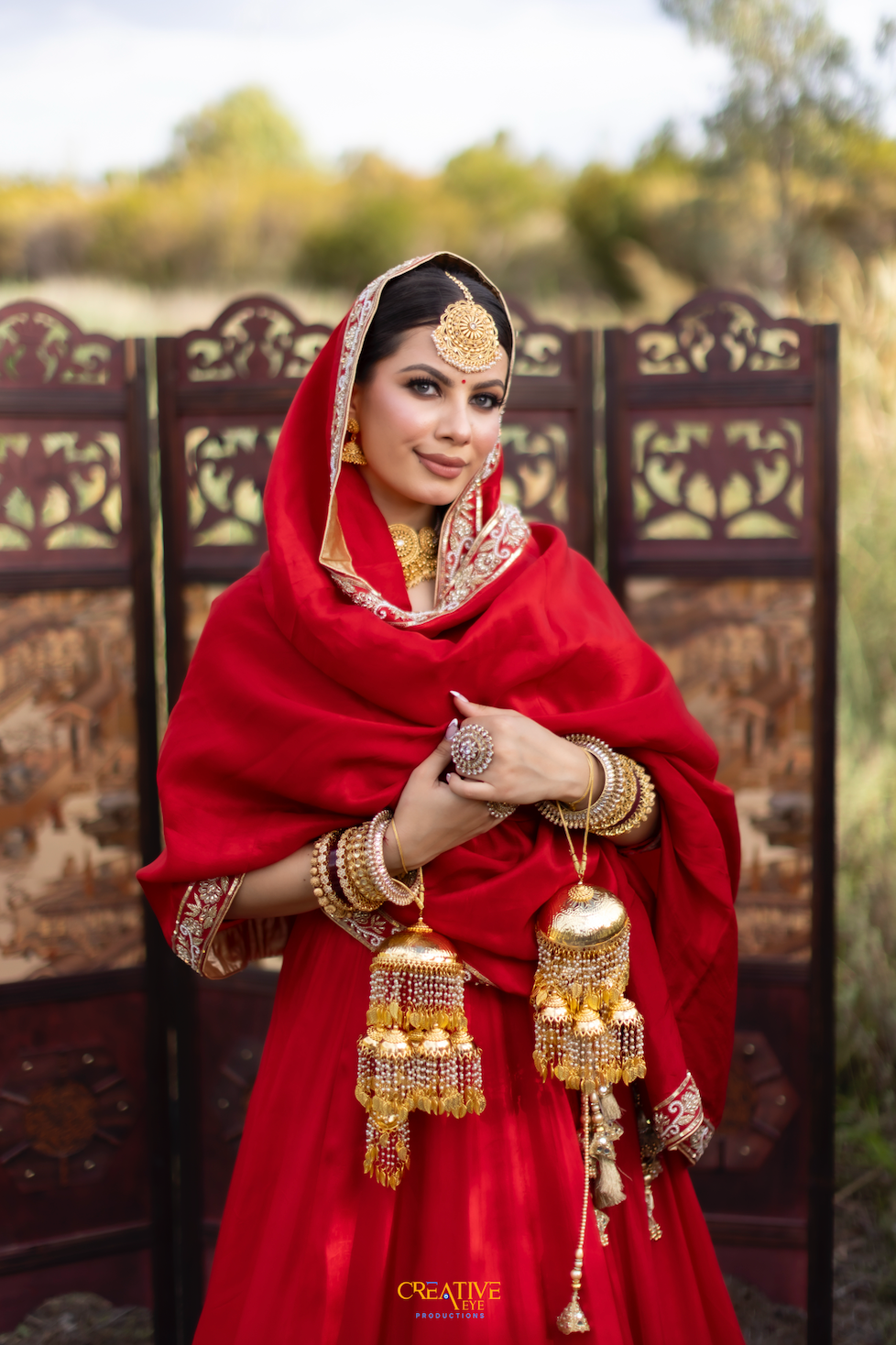 Red Crepe Lengha with Tabi Silk Dupatta