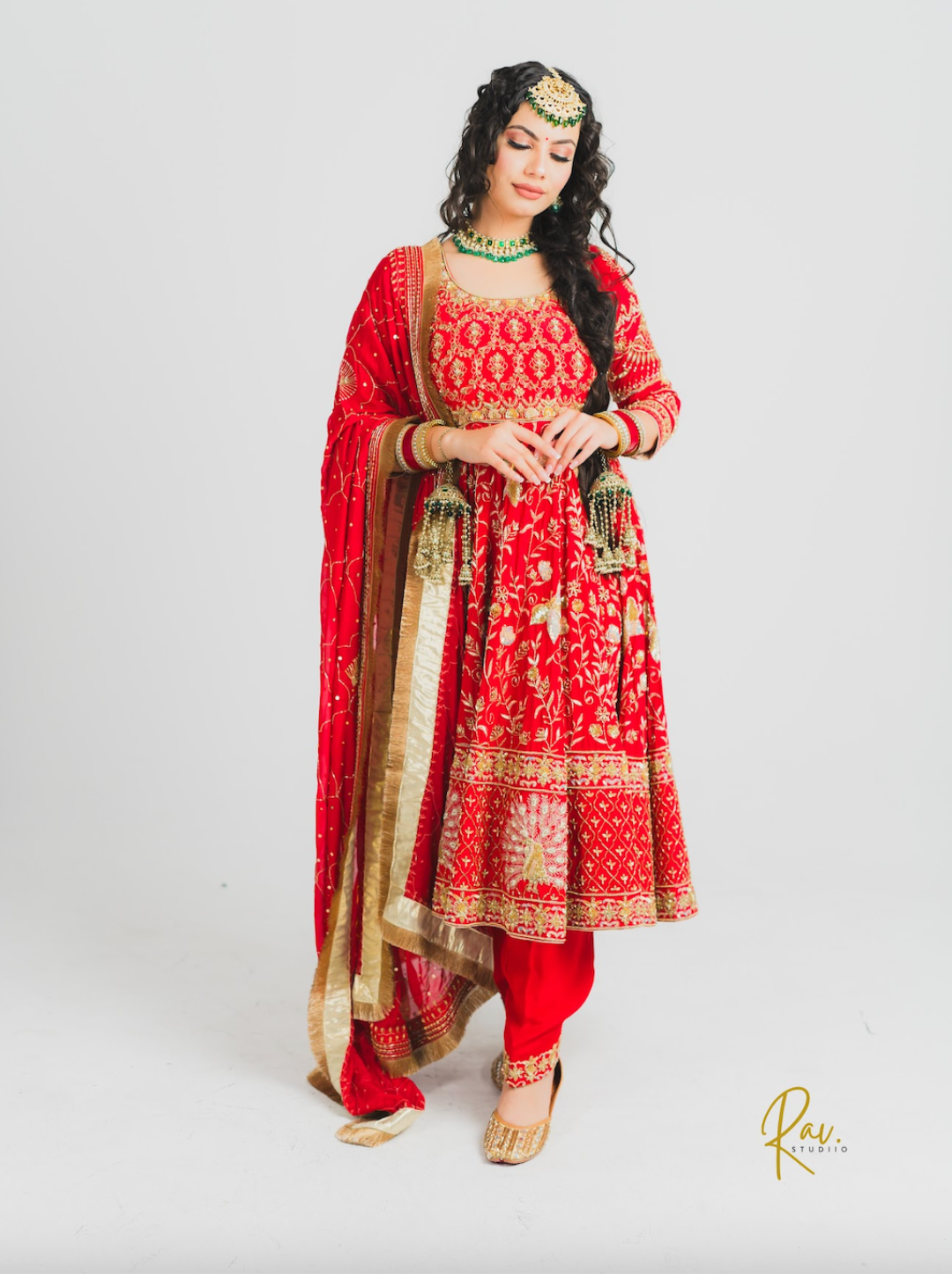 Red Anarkali with Salwaar