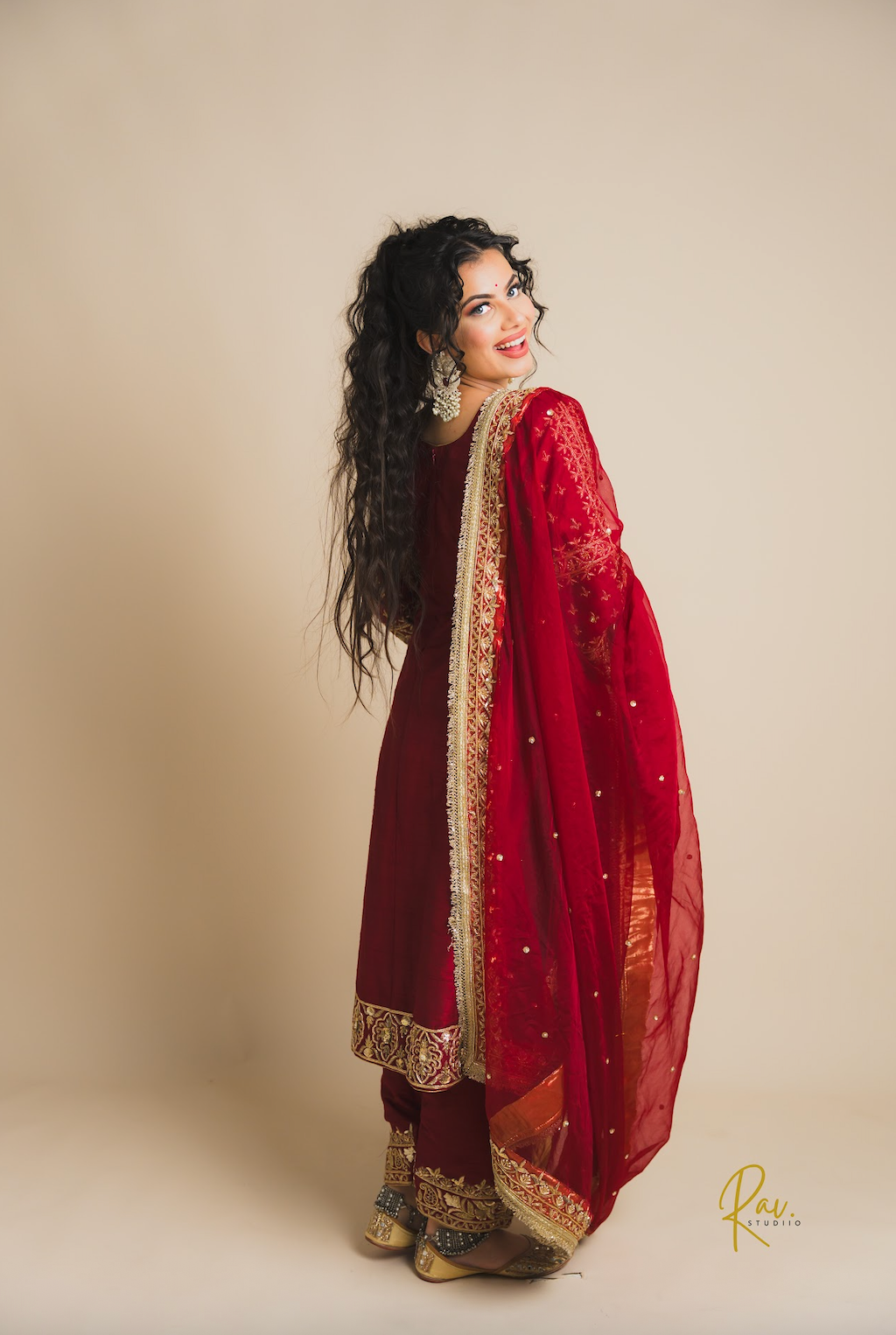 Maroon A-Shape Salwaar Suit