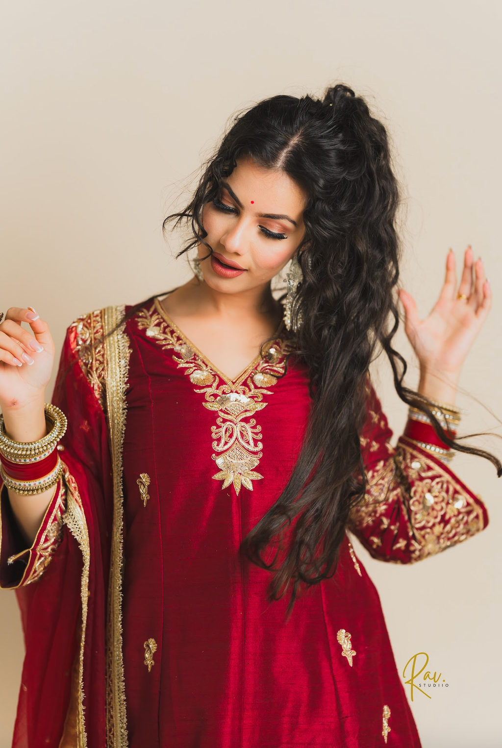 Maroon A-Shape Salwaar Suit