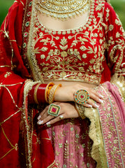 Maroon and Onion Pink Lengha